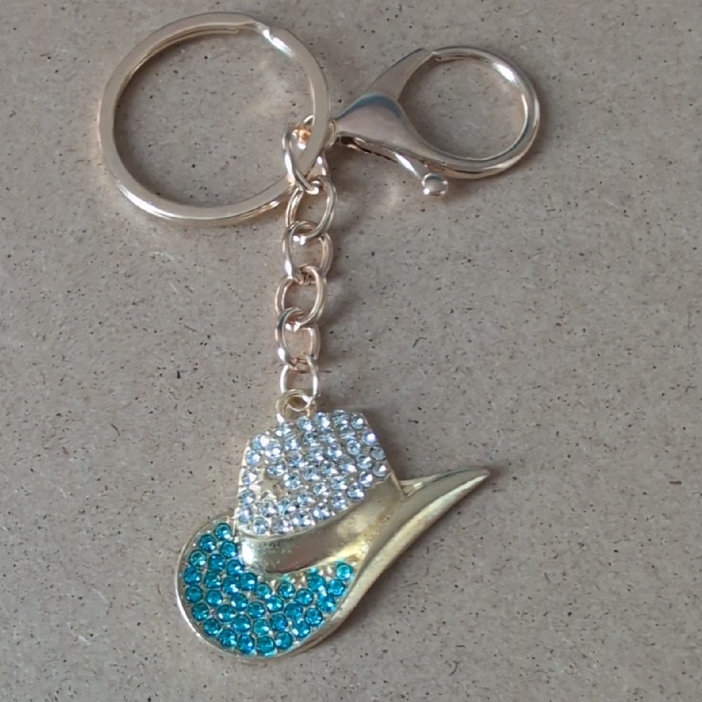 Rhinestone Cowboy Hat Keychain Bag Charm